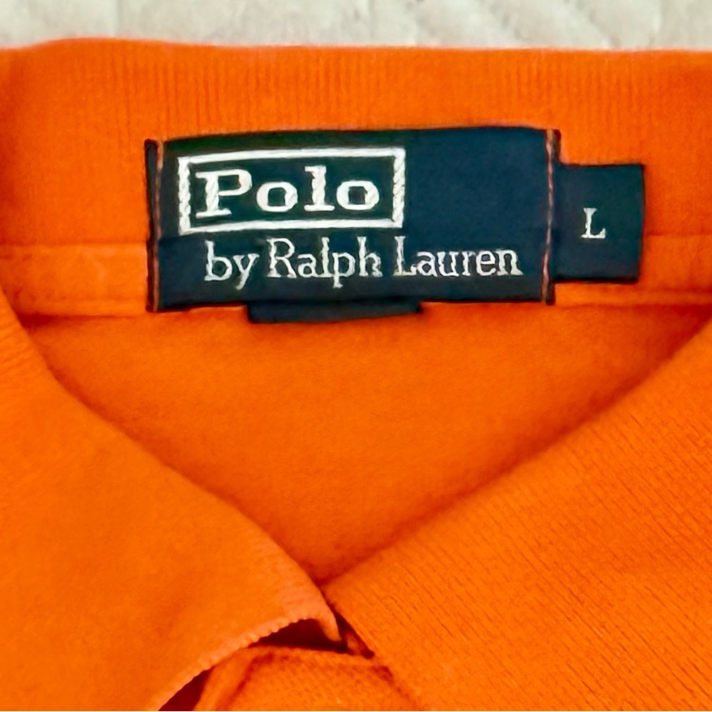 Vintage Ralph Lauren Polo Shirt | Vibrant Orange | Green Polo Horse | Size L